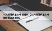 个人所得税怎么申报退税（个人所得税怎么申报退税怎么操作）