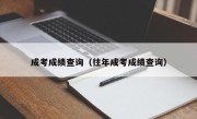 成考成绩查询（往年成考成绩查询）