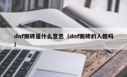 dnf搬砖是什么意思（dnf搬砖的人傻吗）