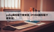 pubg国际服下载安装（PUBG国际服下载安装）